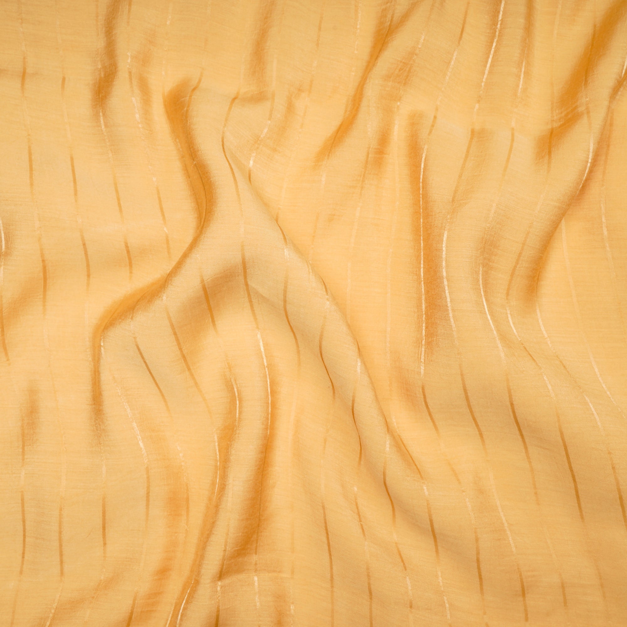 Saffron Mango Color Striped Poly Modal Fabric