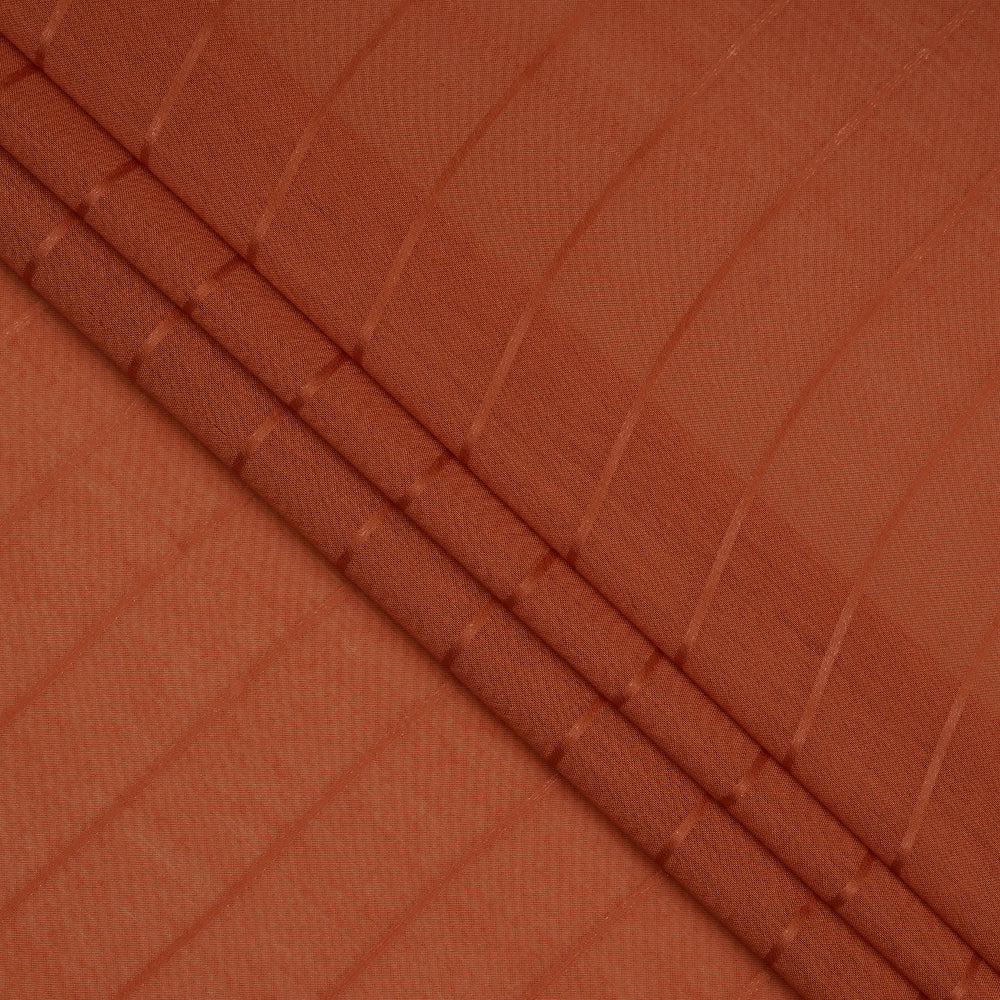 Dark Coral Color Striped Poly Modal Fabric