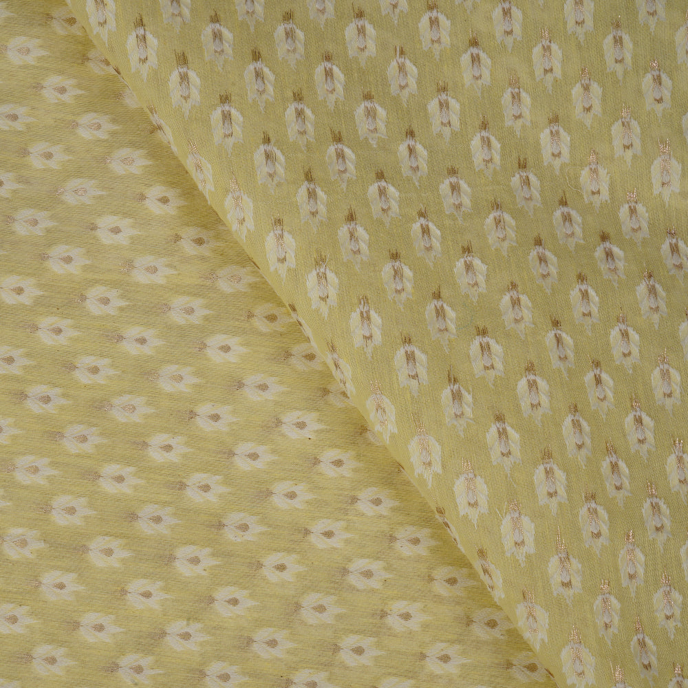 Light Yellow Color Chanderi Jacquard Fabric