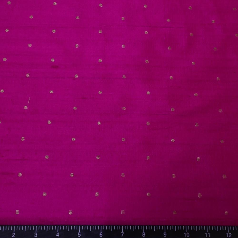 Magenta Color Dupion Silk Fabric With Zari Booti