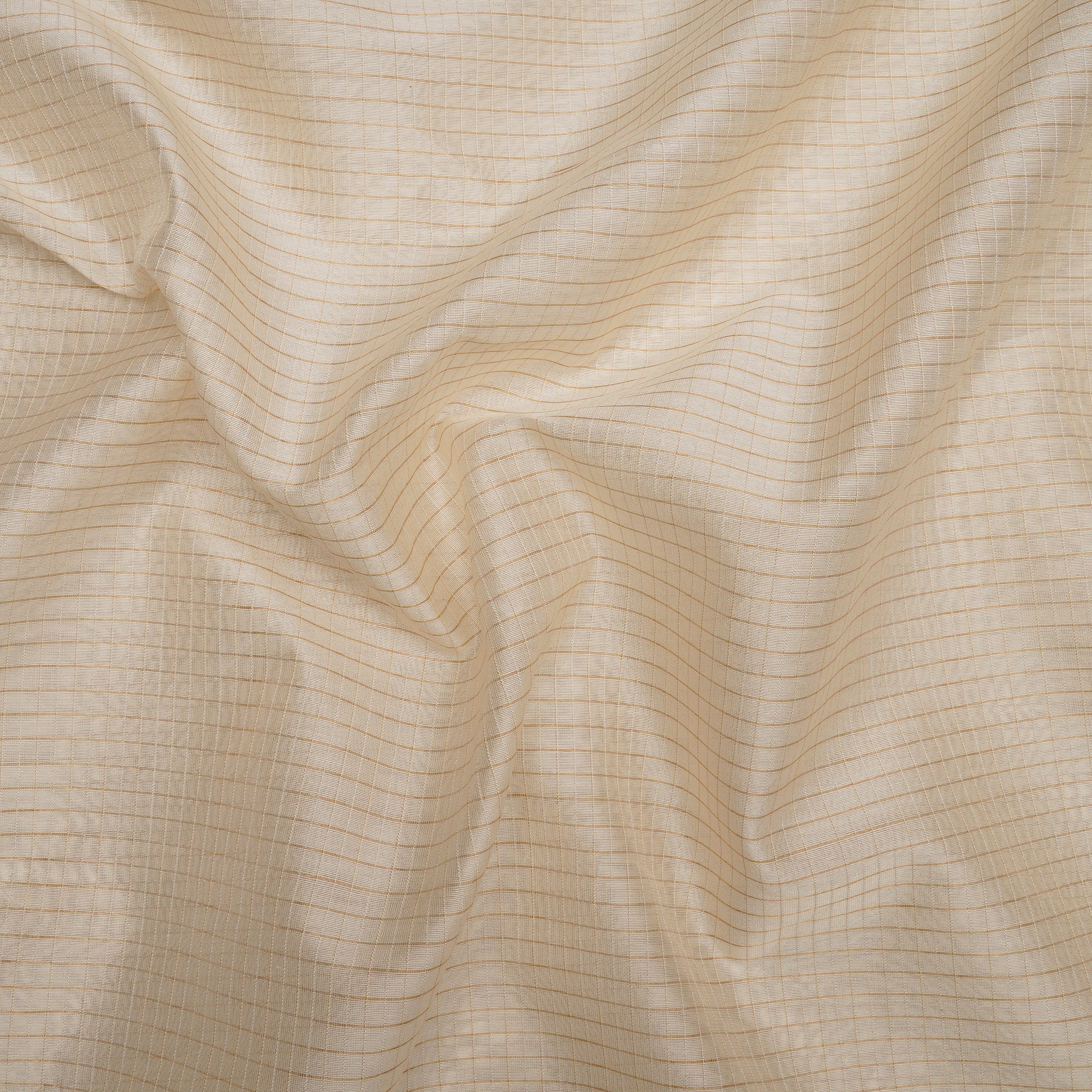 Cream Color Fancy Check Pattern Chanderi Silk Dyeable Fabric