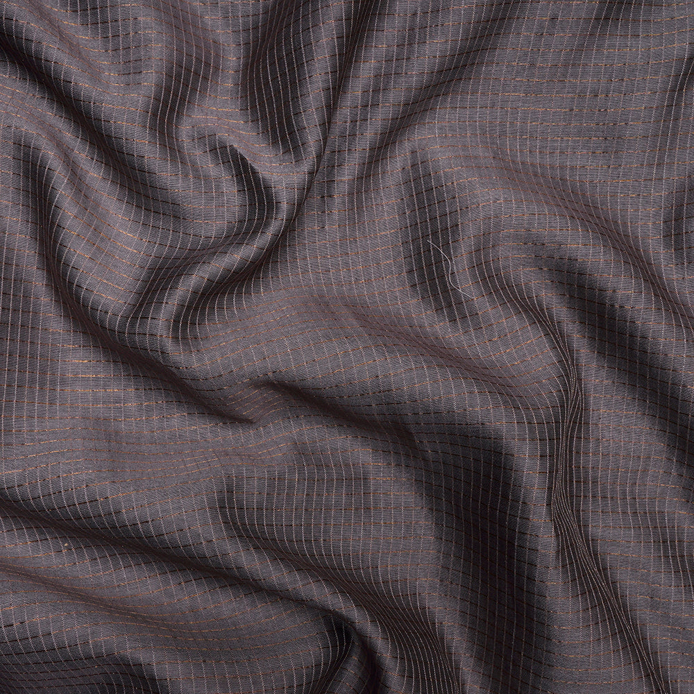 Grey Check Pattern Fancy Banarasi Chanderi Silk Fabric