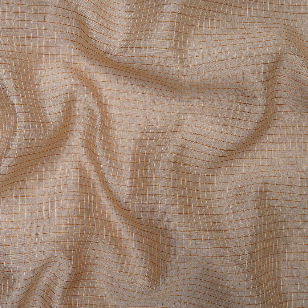 Beige Color Fancy Check Pattern Chanderi Silk Dyeable Fabric