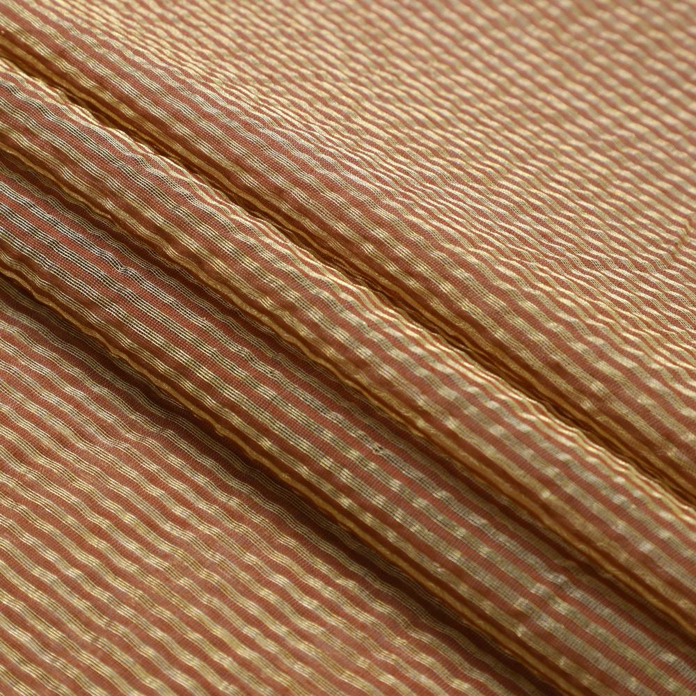 Golden Color Banarasi Tissue Silk Fabric