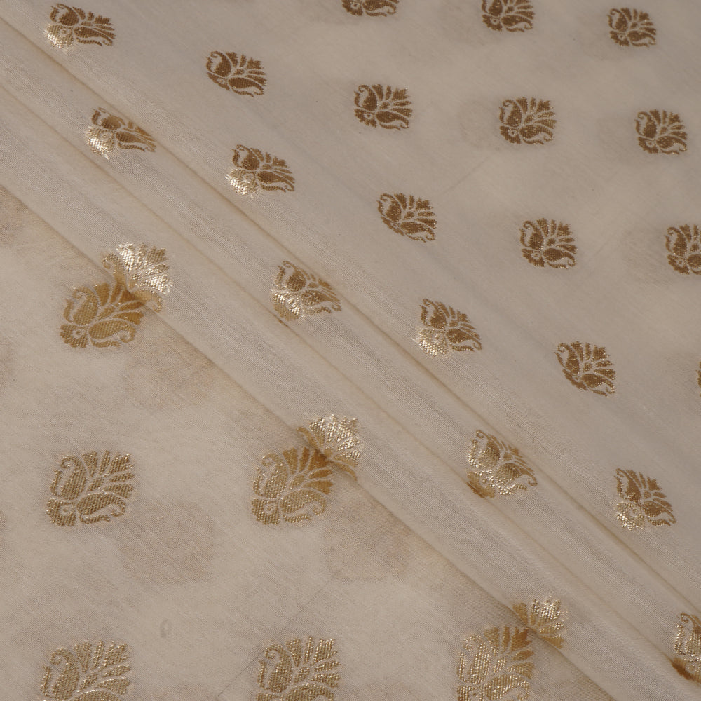 Off-White Chanderi Jacquard Fabric