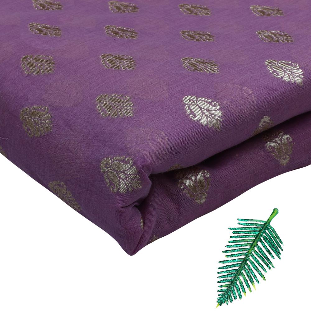 Purple and Golden Color Jacquard Silk Fabric