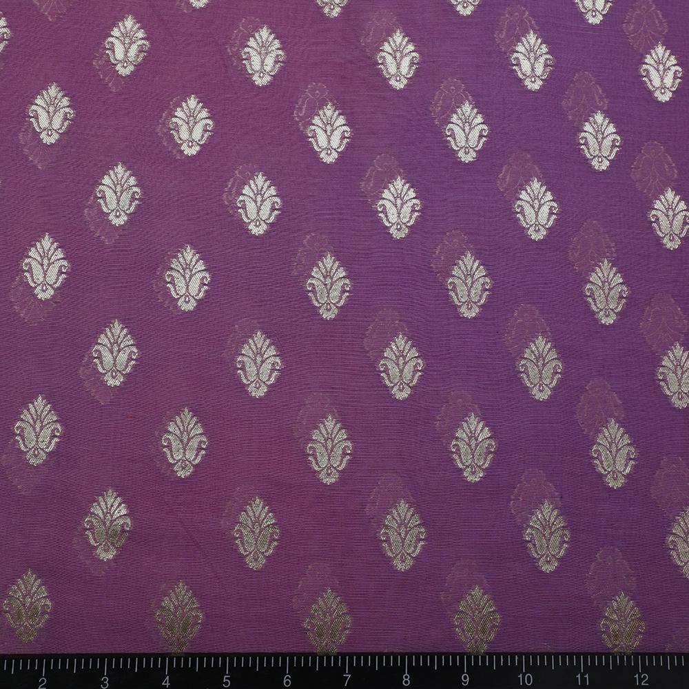 Purple and Golden Color Jacquard Silk Fabric
