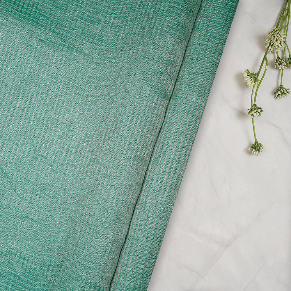 Sea Green Color Fancy Cotton Linen Fabric