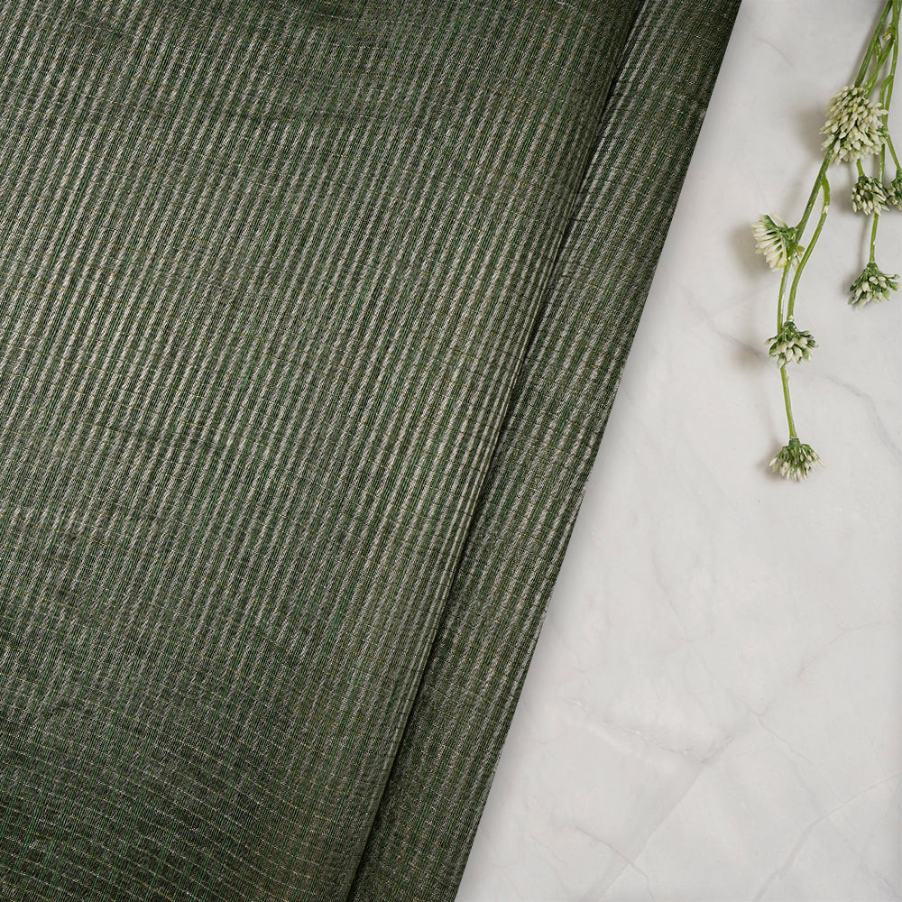 Dark Green Color Fancy Cotton Linen Fabric
