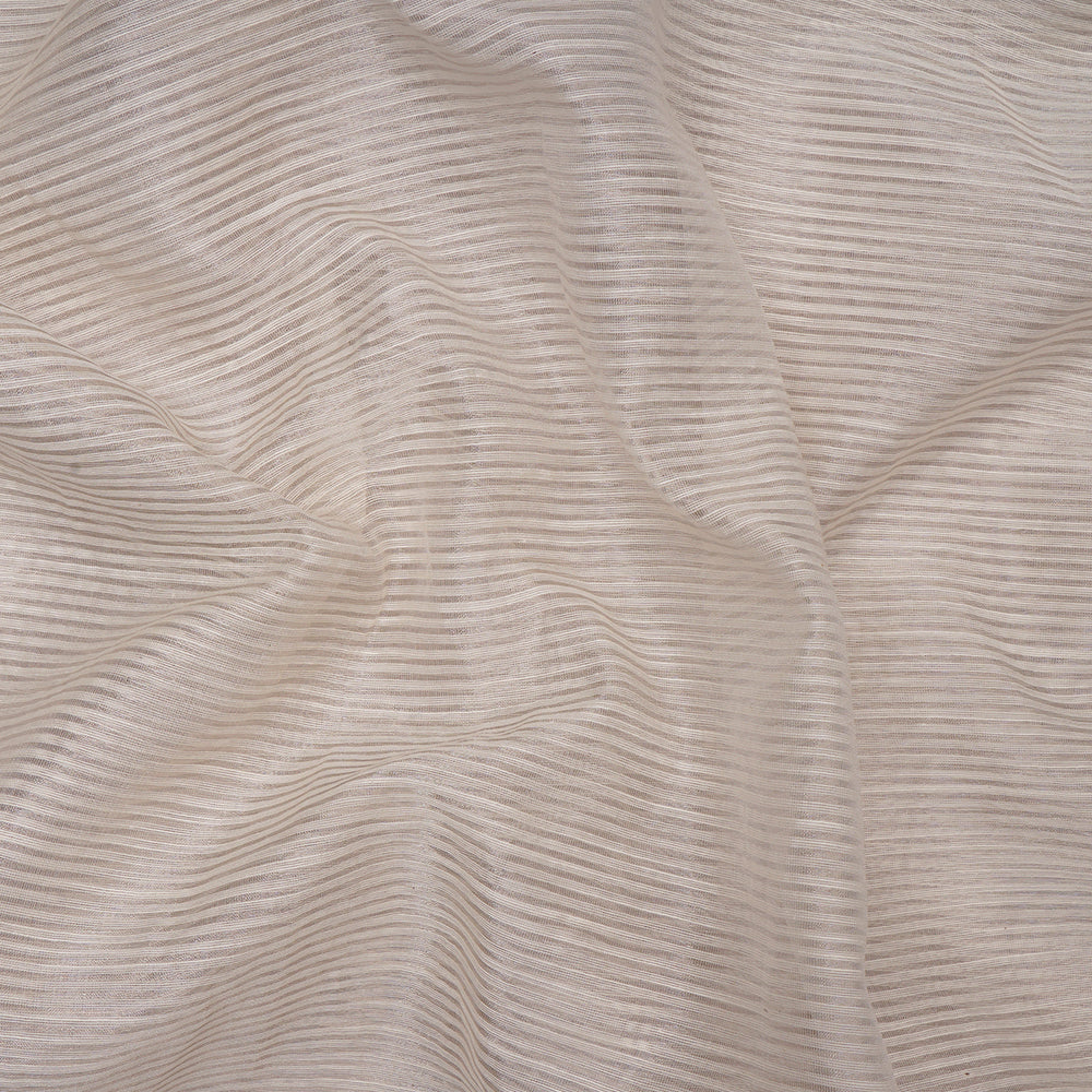 White Color Banarasi Silver Zari Striped Fancy Silk-Cotton Dyeable Tissue Fabric