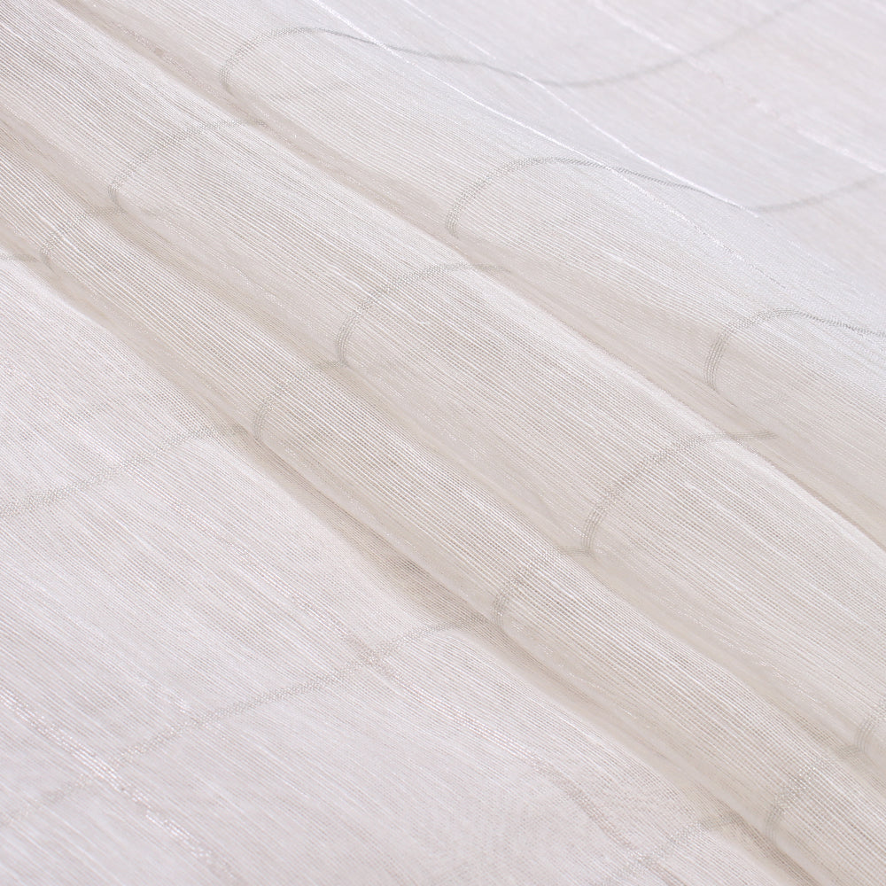 White Color Linen Silk Fabric With Zari Border