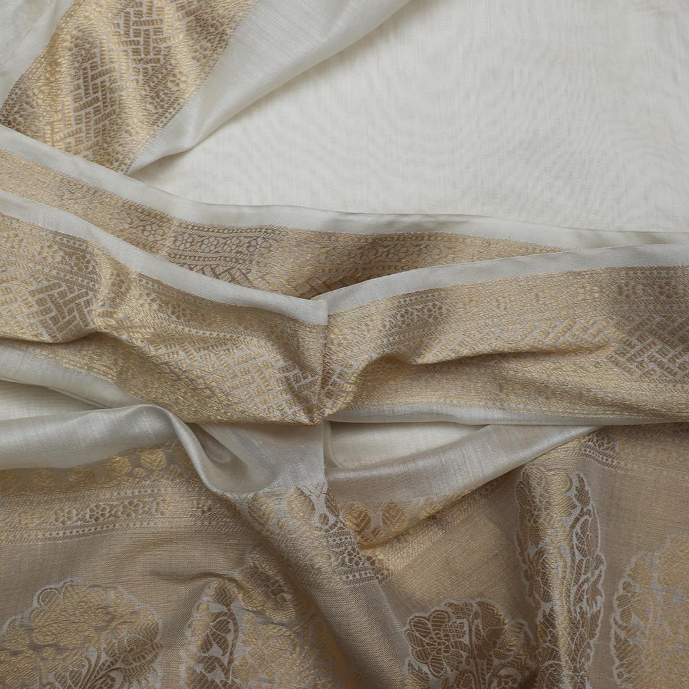 Ivory Color Muga Silk Fabric