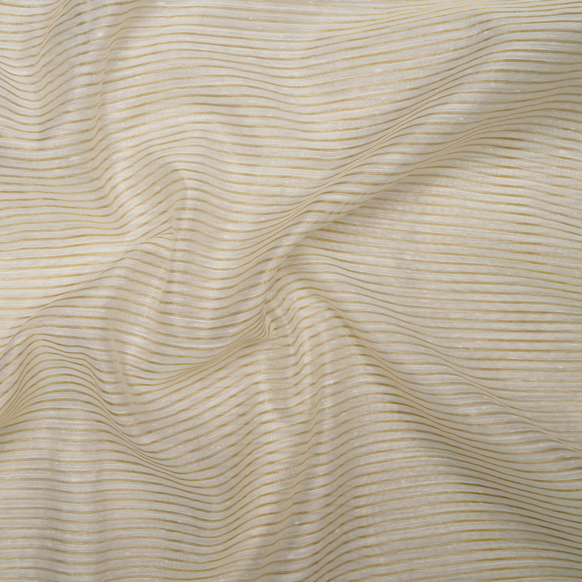 Off- White Color Fancy Striped Chanderi Dyeable Fabric