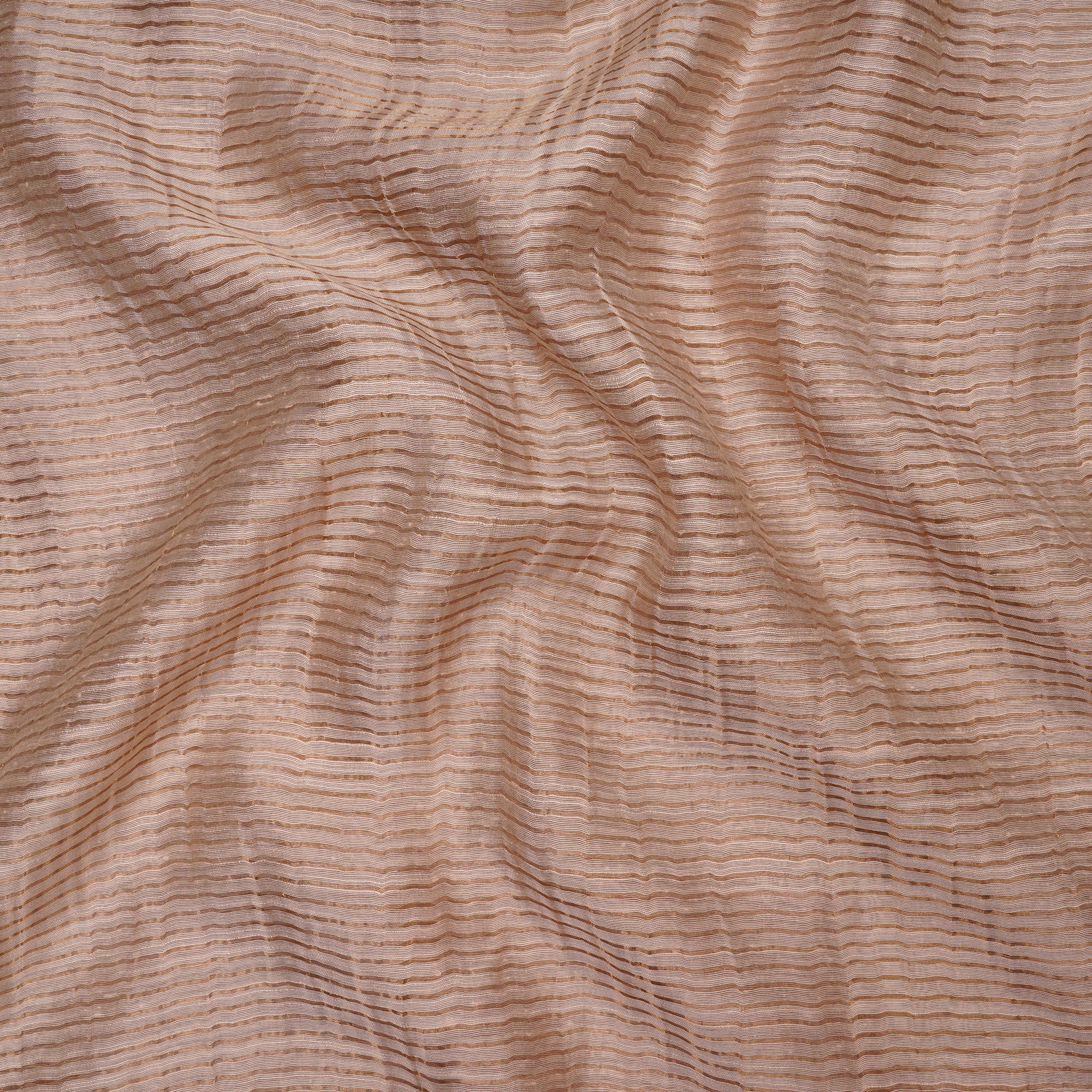 Light Brown Striped Pattern Banarasi Fancy Chanderi Fabric