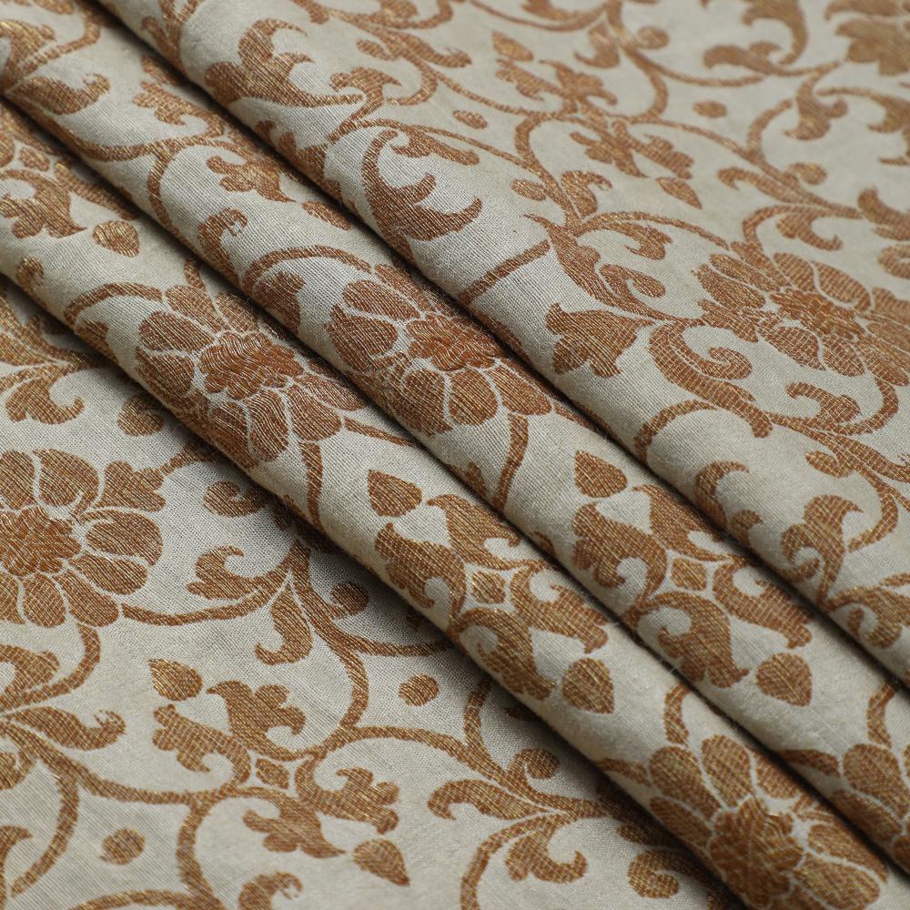 Golden Color Muga Antique Zari Fabric