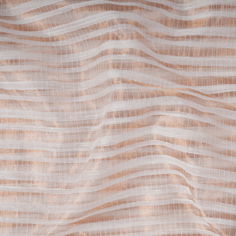 Golden Color Striped Tissue Fabric
