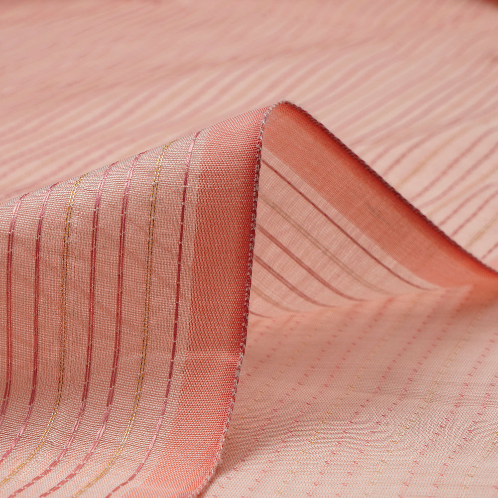 Peach Color Lurex Striped Fancy Chanderi Fancy Fabric