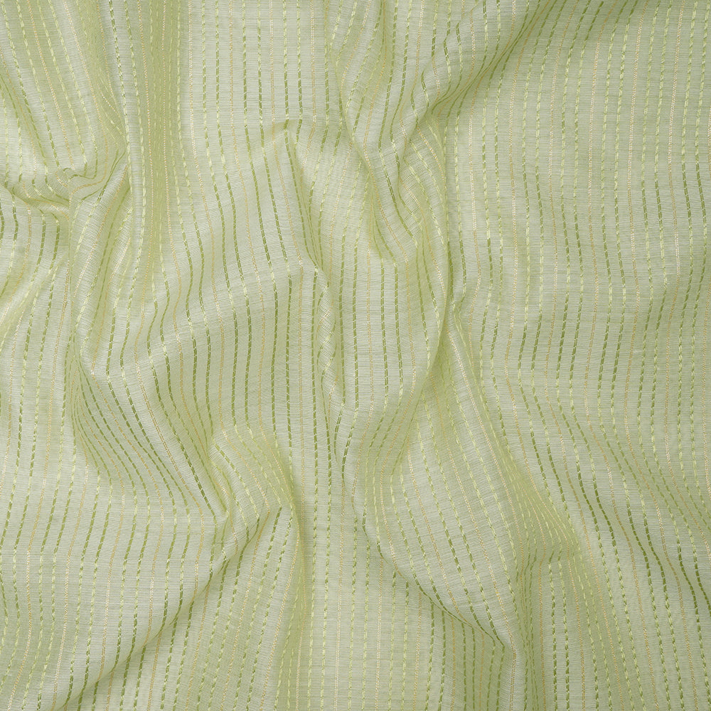 Green Color Lurex Striped Chanderi Fancy Fabric