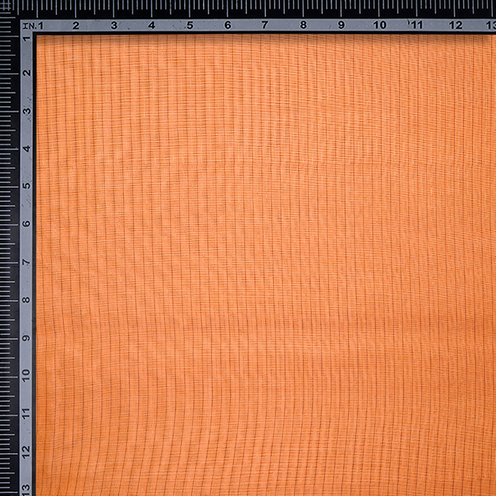 Orange Color Lurex Striped Fancy Chanderi Fabric