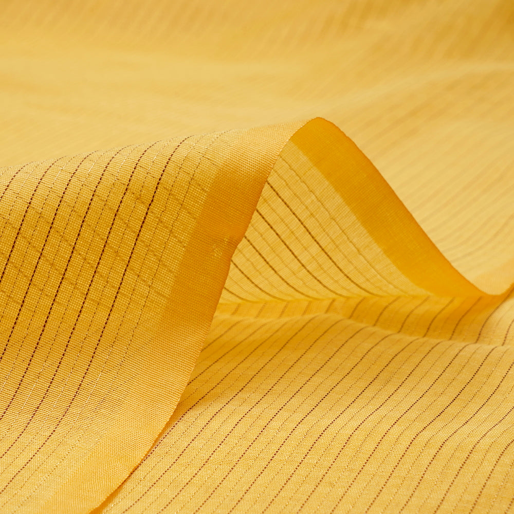 Yellow Color Lurex Striped Fancy Chanderi Fabric