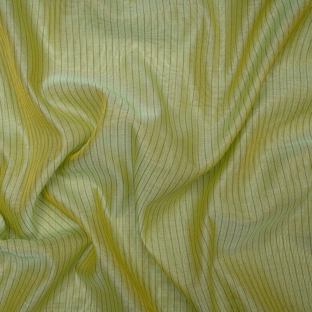 Green Color Lurex Striped Fancy Chanderi Fabric