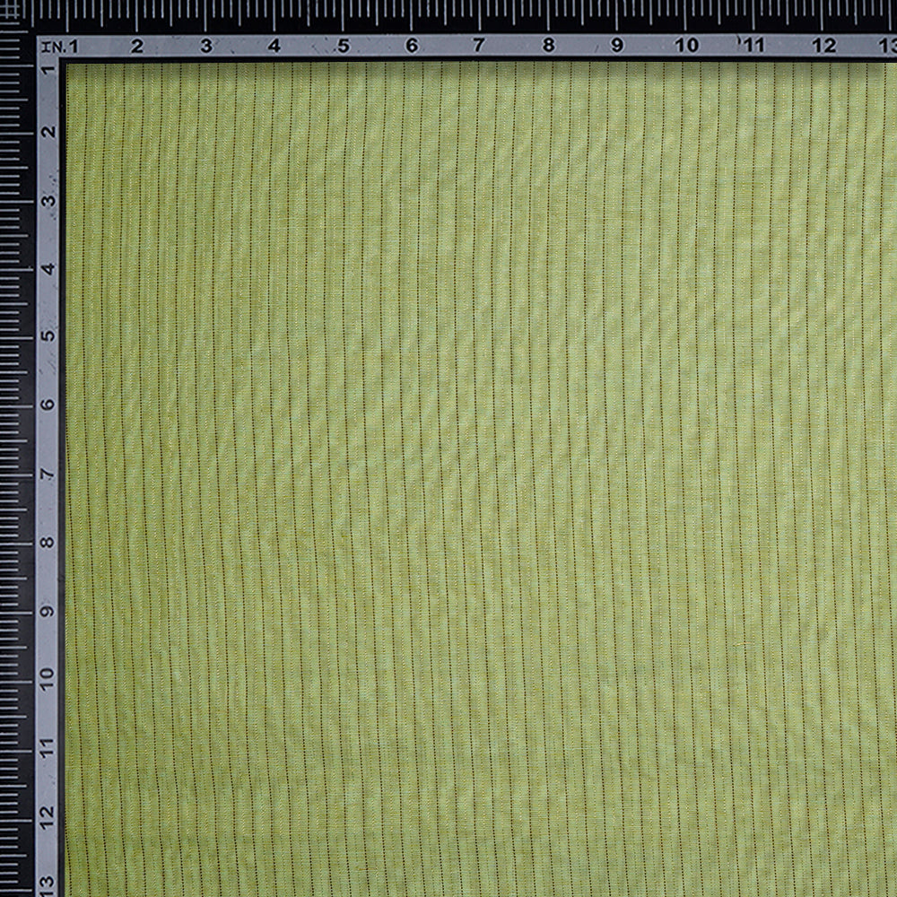 Green Color Lurex Striped Fancy Chanderi Fabric