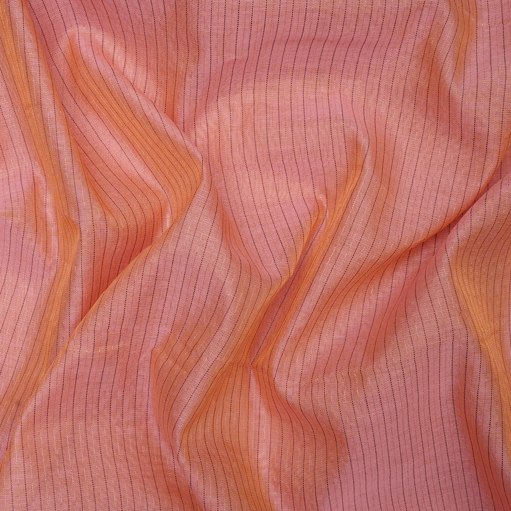 Peach Color Lurex Striped Fancy Chanderi Fabric
