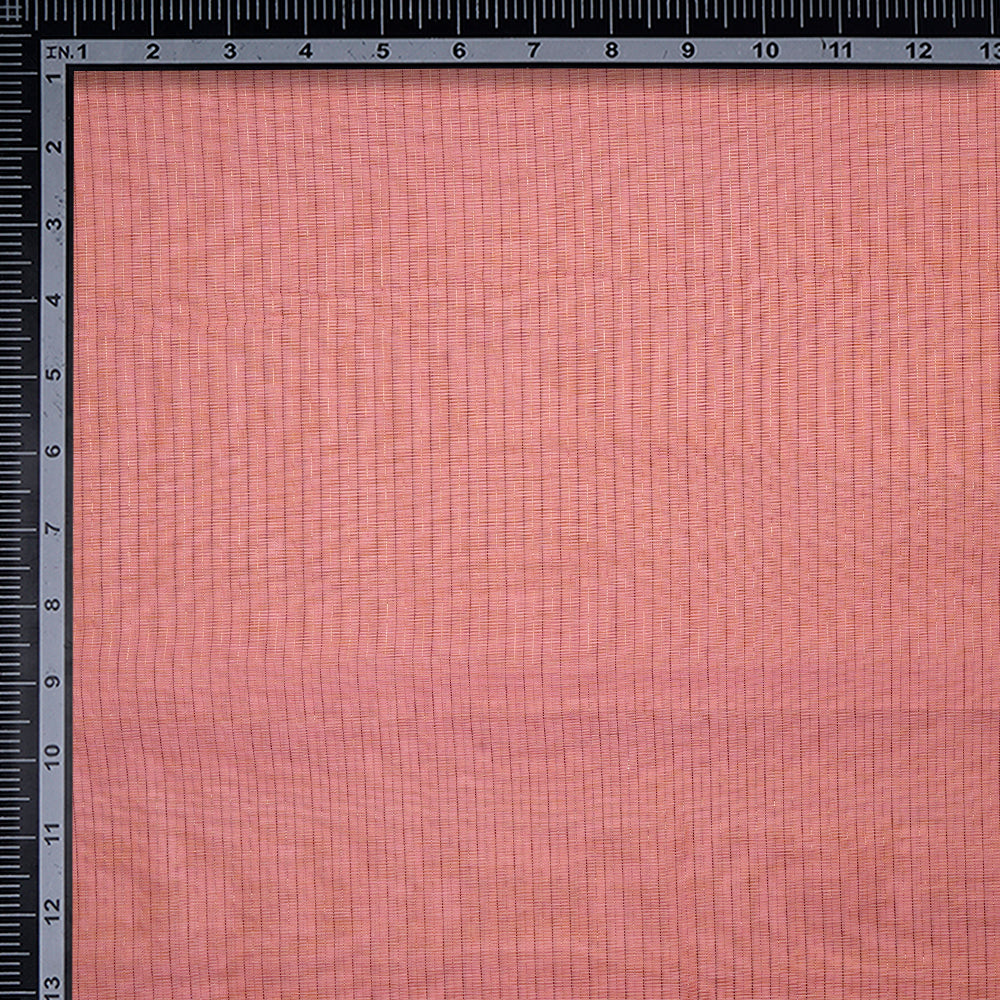 Peach Color Lurex Striped Fancy Chanderi Fabric