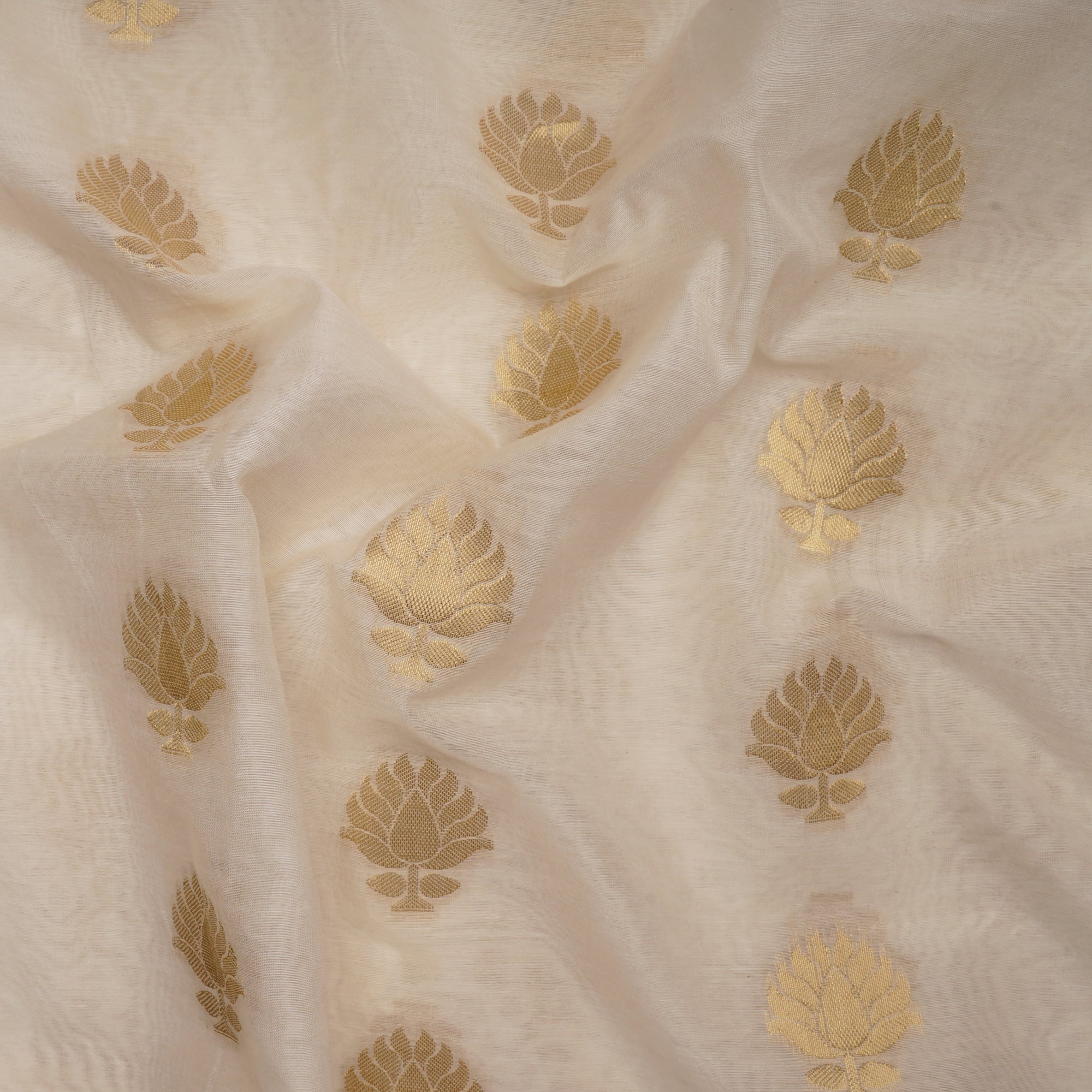 Off White Dyeable Woven Pure Banarasi Chanderi Fabric