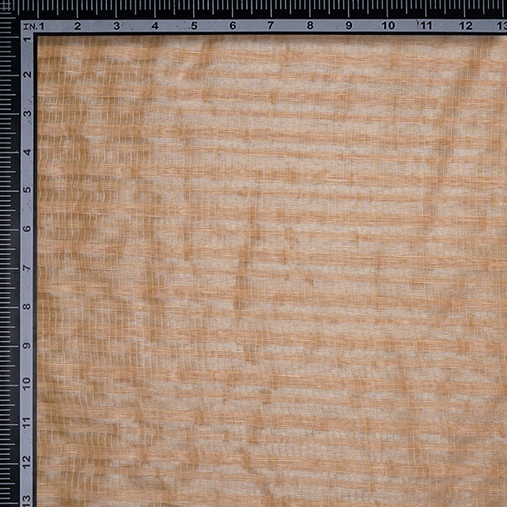 Khaki Color Silver Zari Striped Fancy Silk-Linen Tissue Fabric