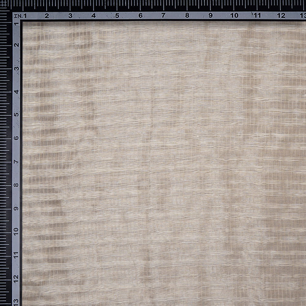 Cream Color Silver Zari Striped Fancy Silk-Linen Tissue Fabric