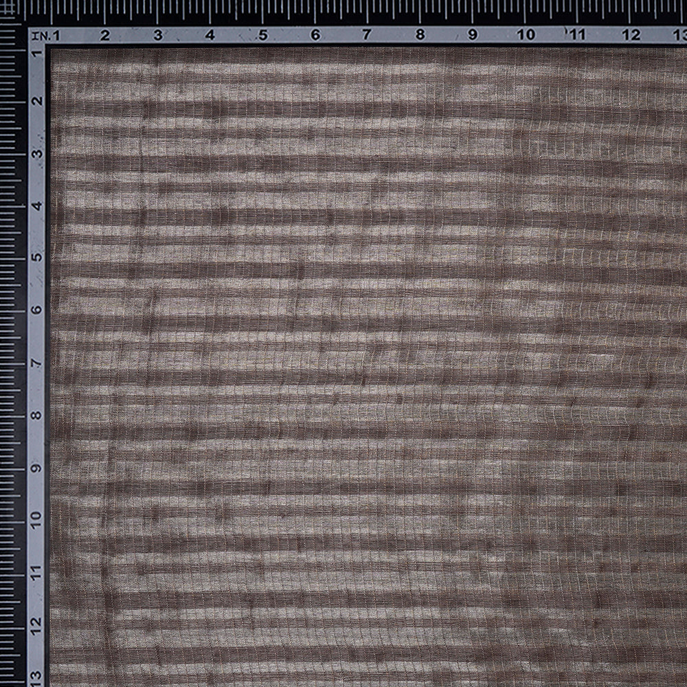 Dark Grey Color Silver Zari Striped Fancy Silk-Linen Tissue Fabric