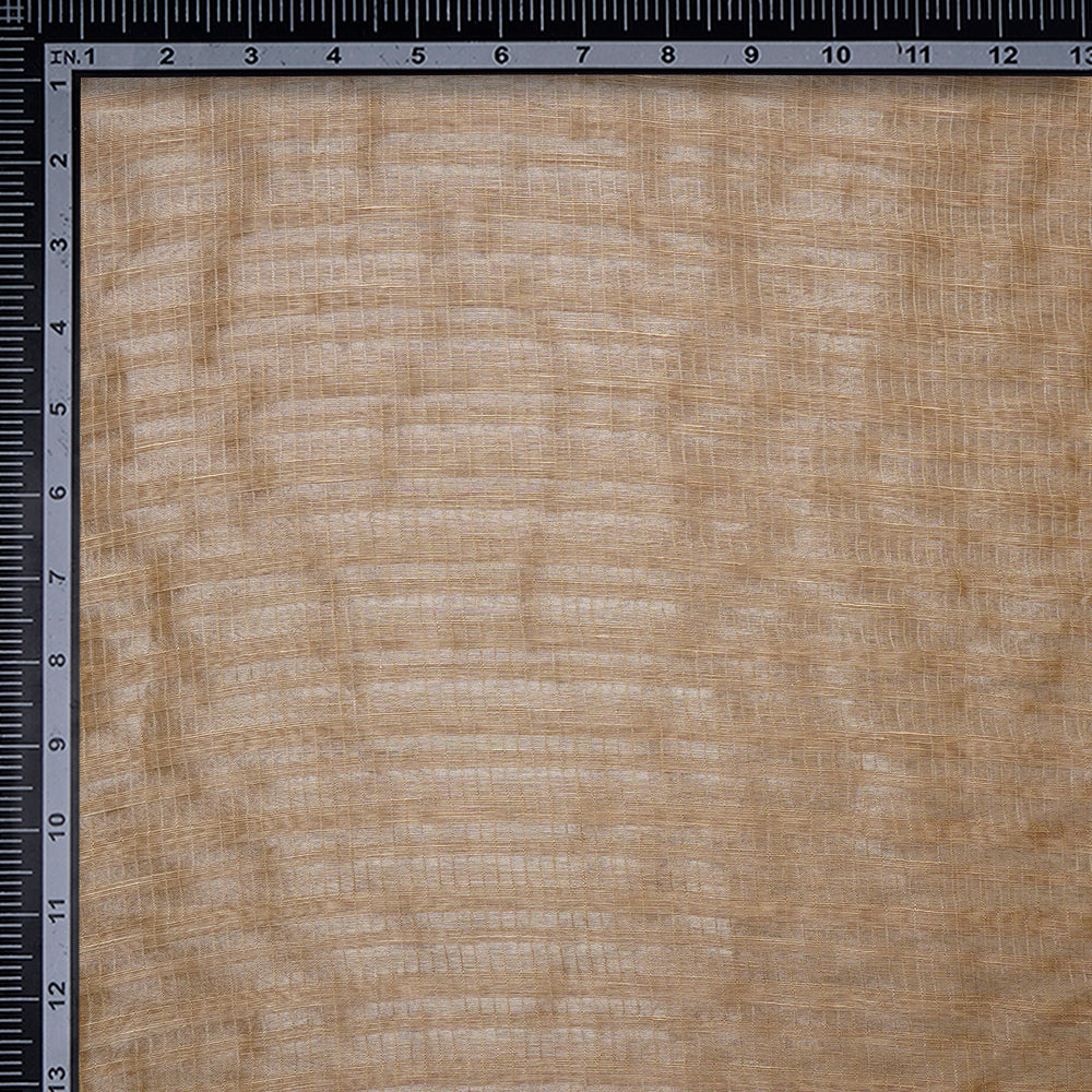 Sand Color Silver Zari Striped Fancy Silk-Linen Tissue Fabric