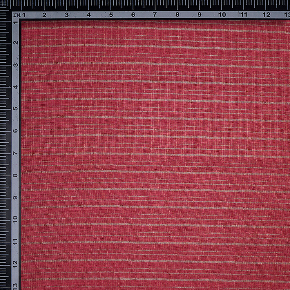 Pink Color Silver Zari Striped Fancy Viscose-Linen Tissue Fabric