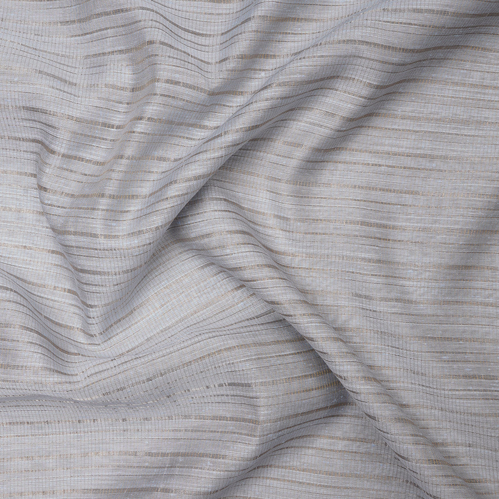 Baby Blue Color Silver Zari Striped Fancy Viscose-Linen Tissue Fabric