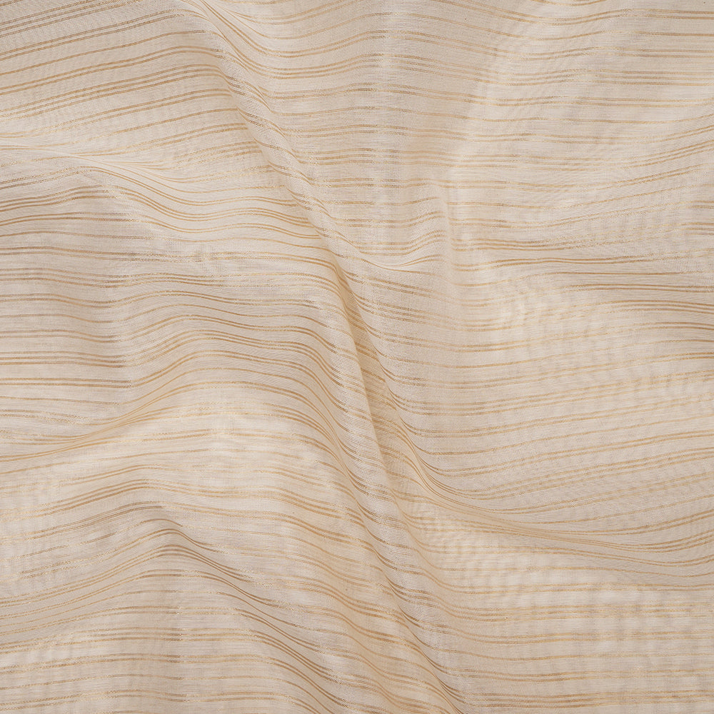 Off White Dyeable Banarasi Golden Zari Striped Fancy Tissue Fabric