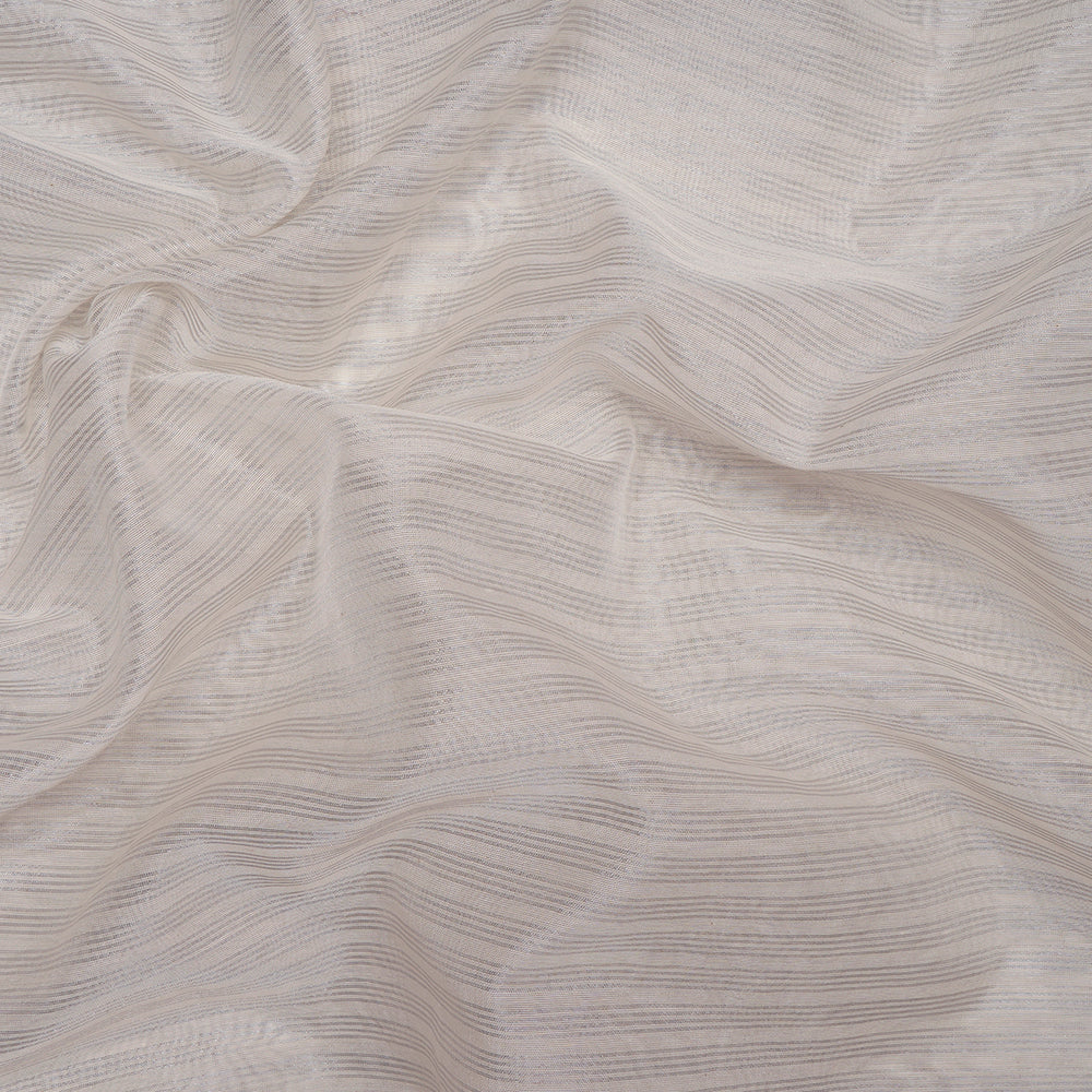 White Dyeable Banarasi Silver Zari Striped Fancy Tissue Fabric