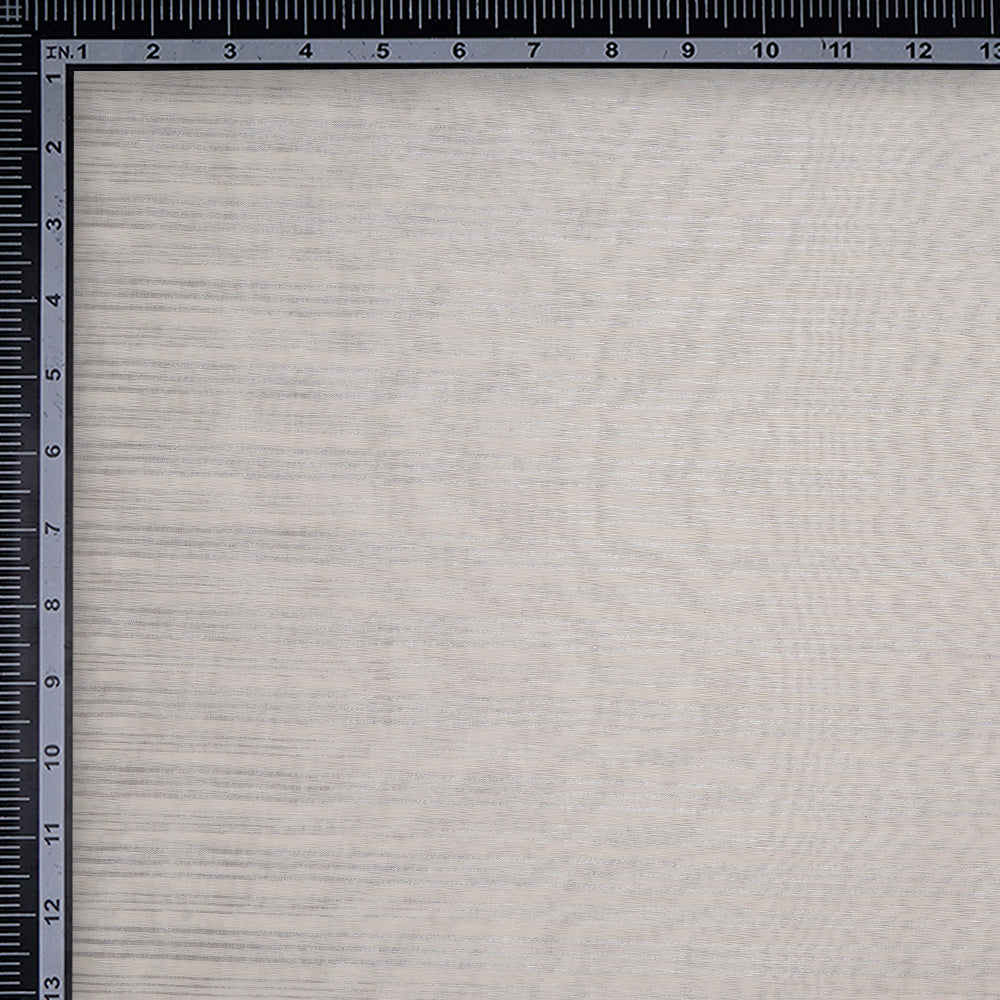 White Dyeable Banarasi Silver Zari Striped Fancy Tissue Fabric