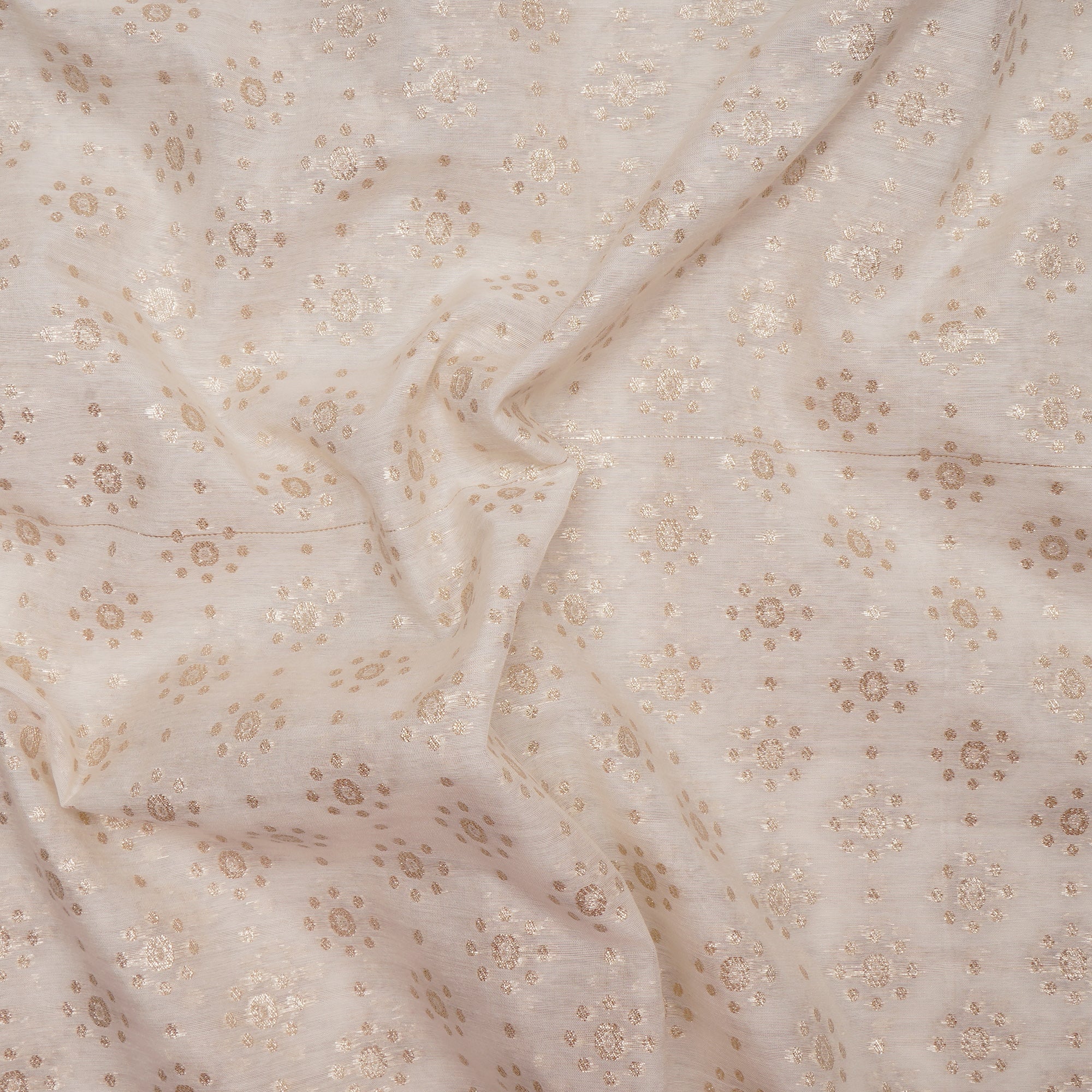 Off-White Booti Pattern Banarasi Dyeable Chanderi Jacquard Fabric