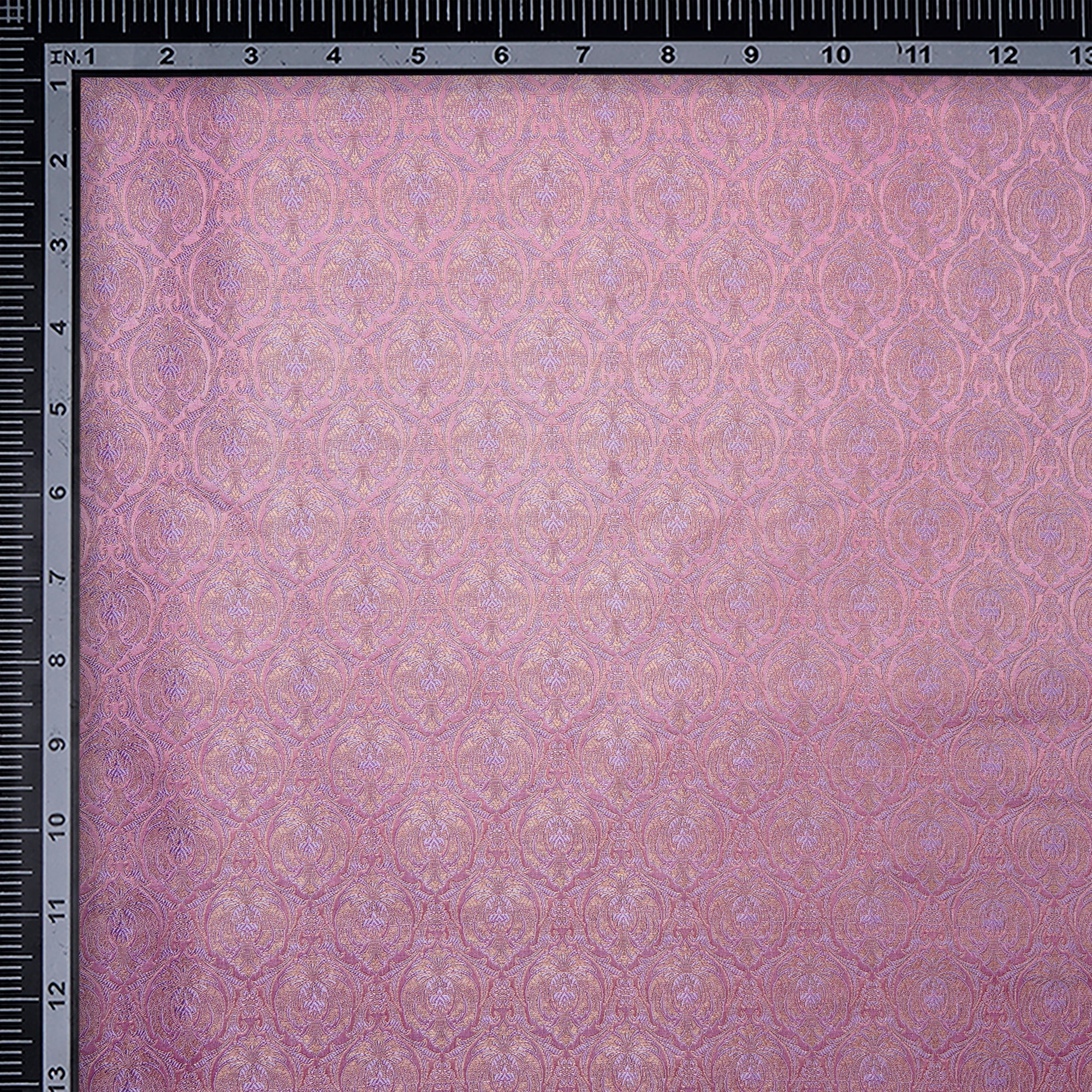 Purplish Pink Handwoven Banarasi Brocade Silk Fabric