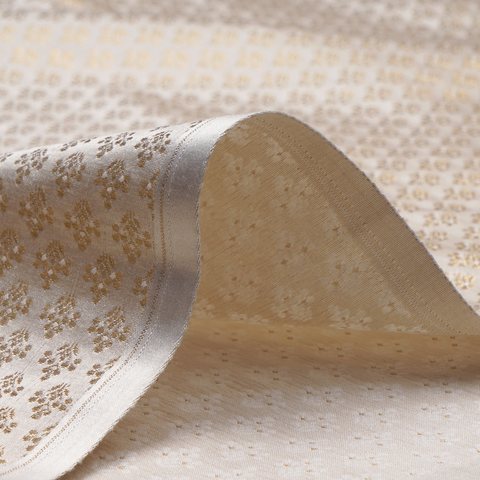 Cream Handwoven Banarasi Brocade Fabric