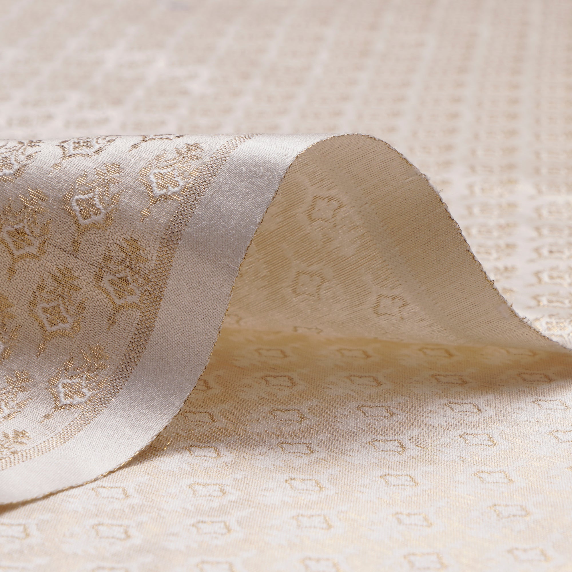 Cream Handwoven Banarasi Brocade Fabric
