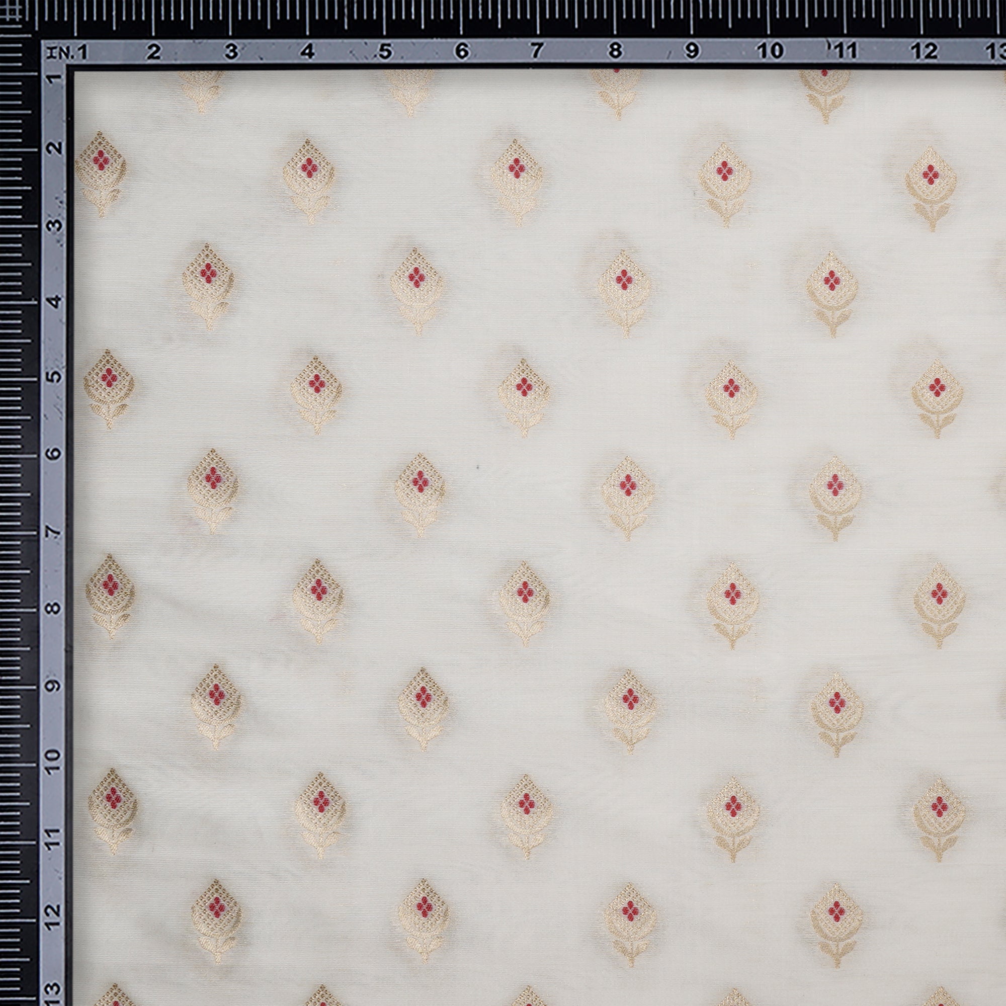 White Dyeable Mina Booti Pattern Silk Viscose Banarasi Fabric