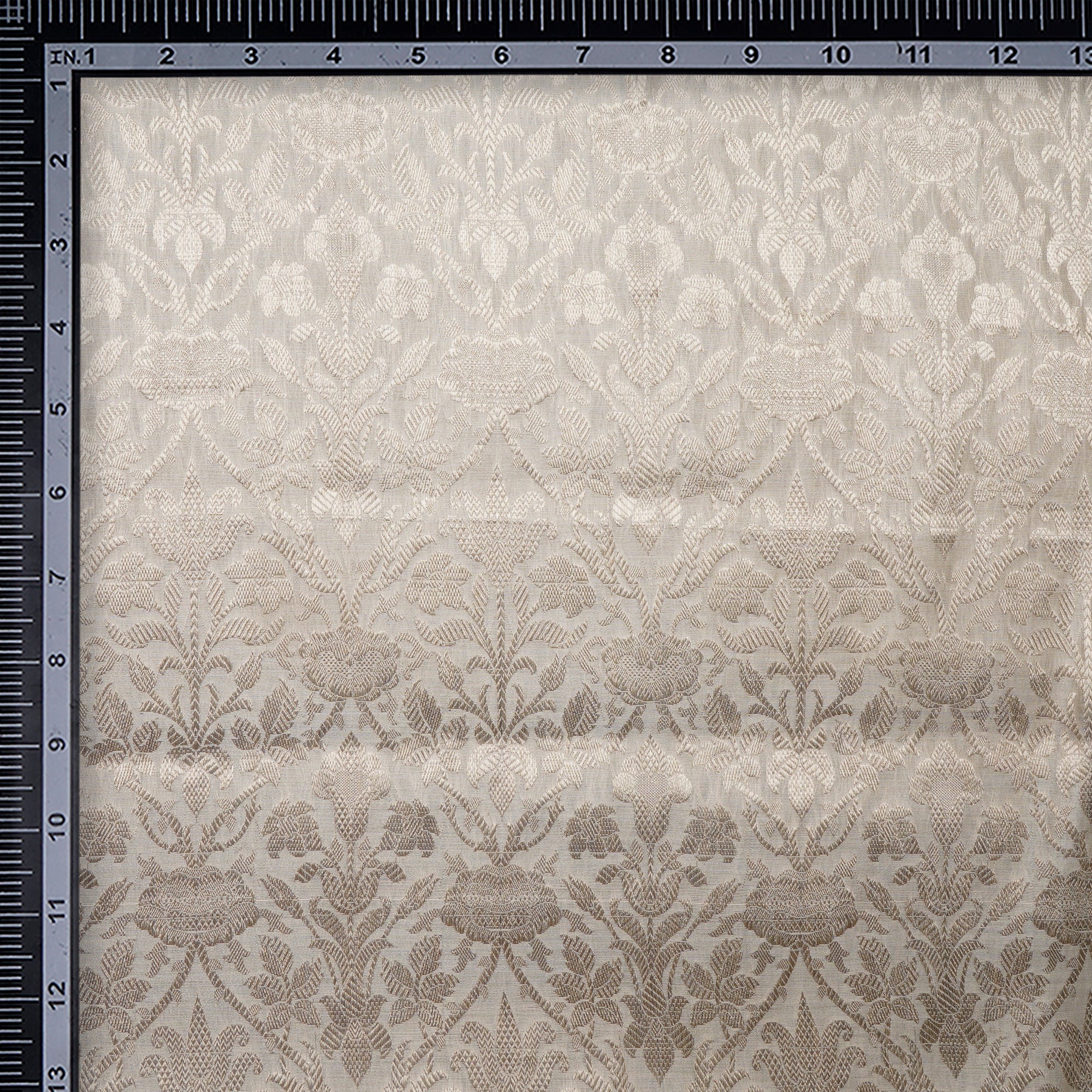 Off White Handwoven Premium Banarasi Brocade Silk Fabric