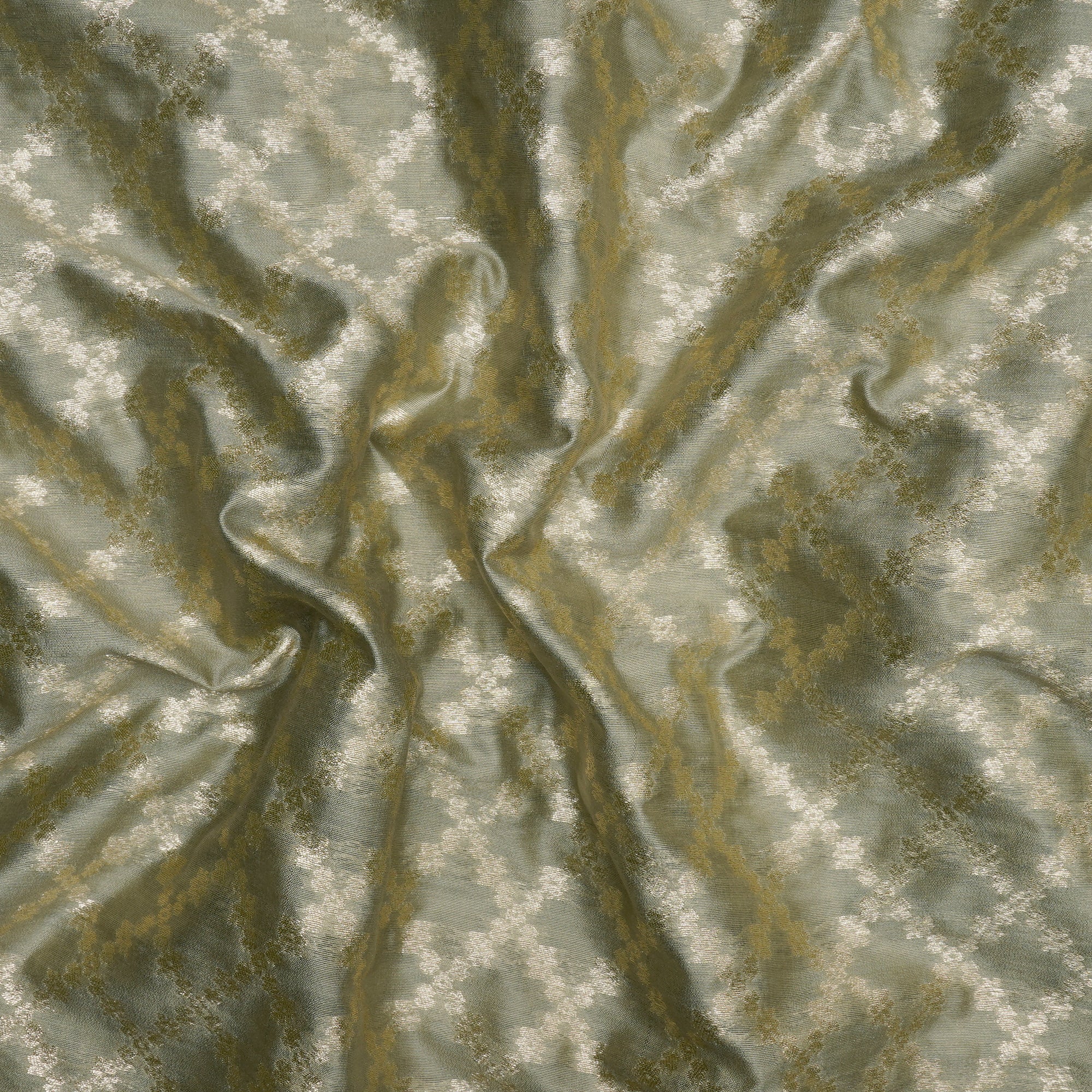 Aloe Wash Handloom Banarasi Jacquard Chiniya Silk Fabric
