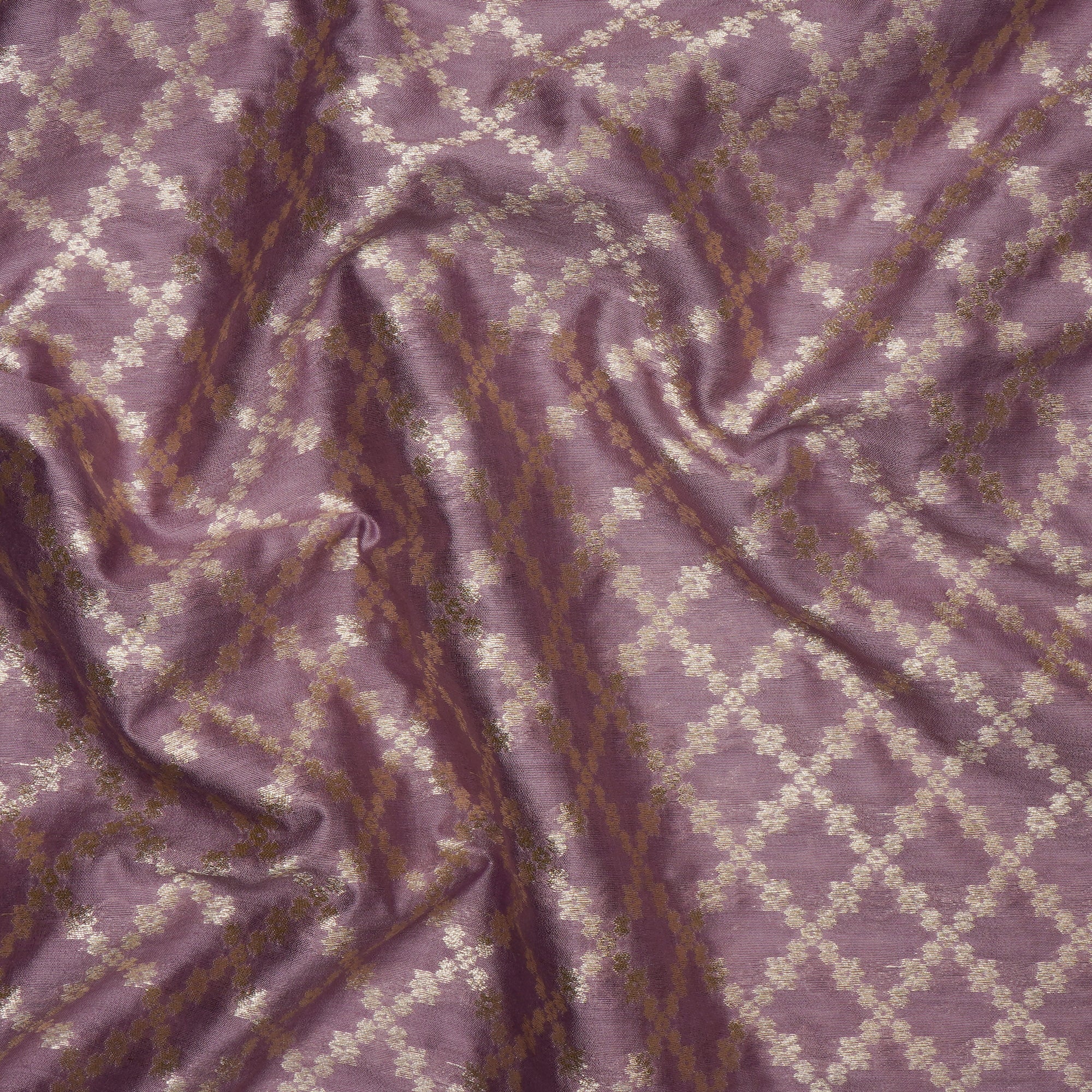 Lavender Handloom Banarasi Jacquard Chiniya Silk Fabric
