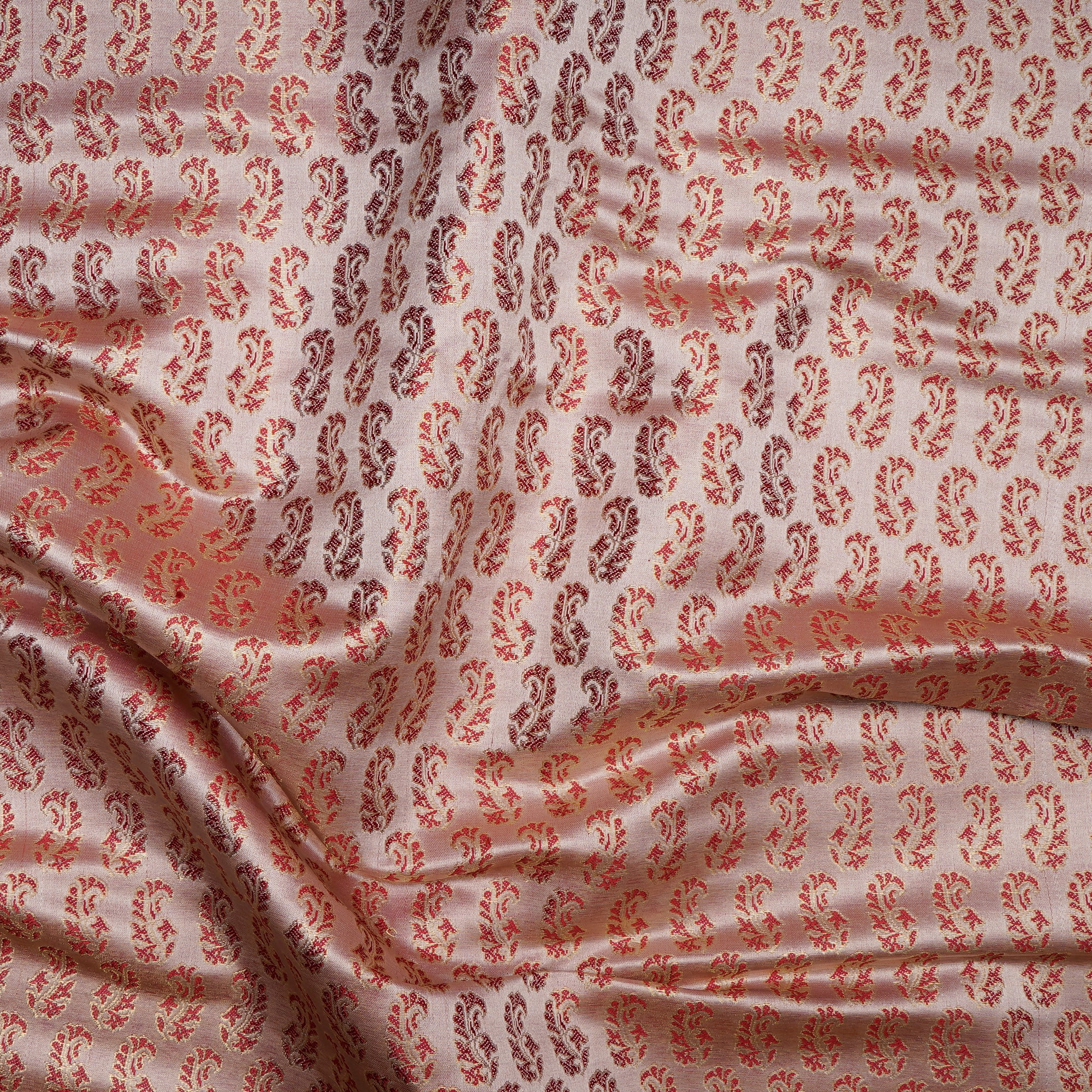 Red Viscose Silk Banarasi Brocade Fabric