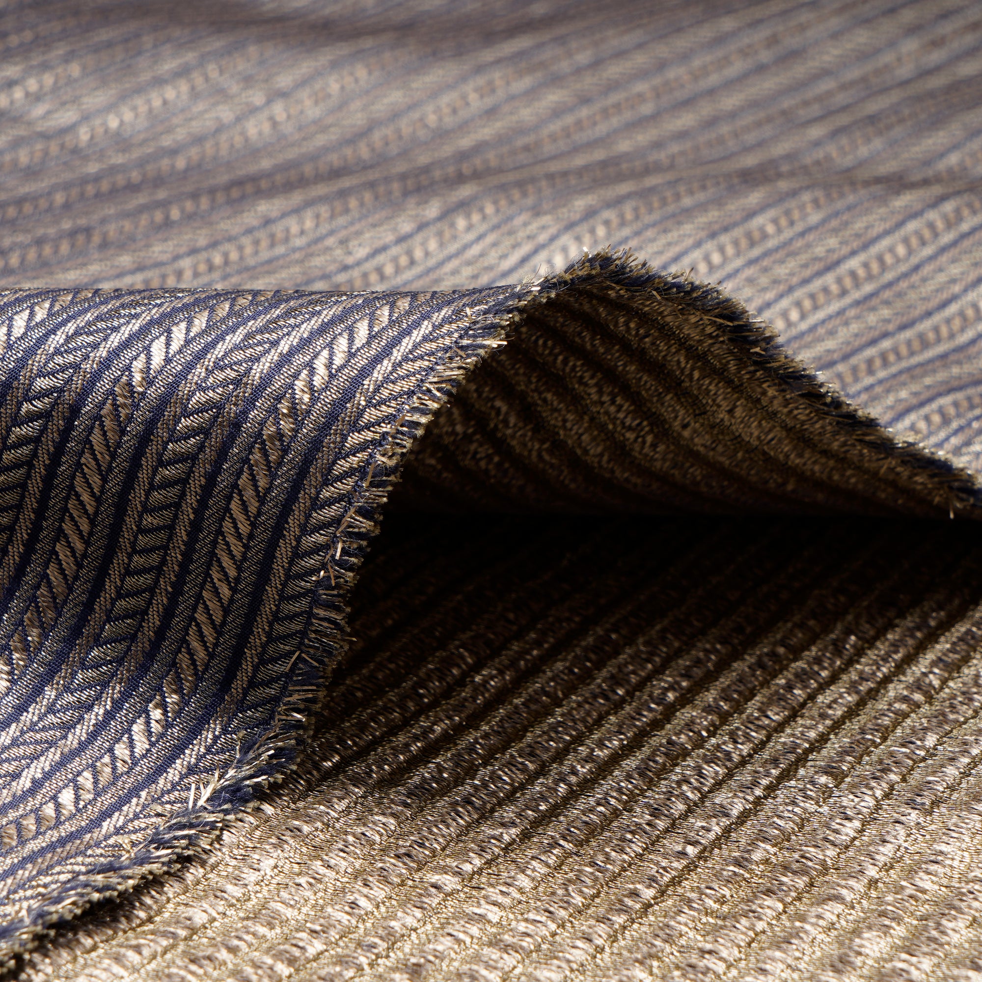 Purple Impression Stripe Pattern Blended Banarasi Brocade Fabric