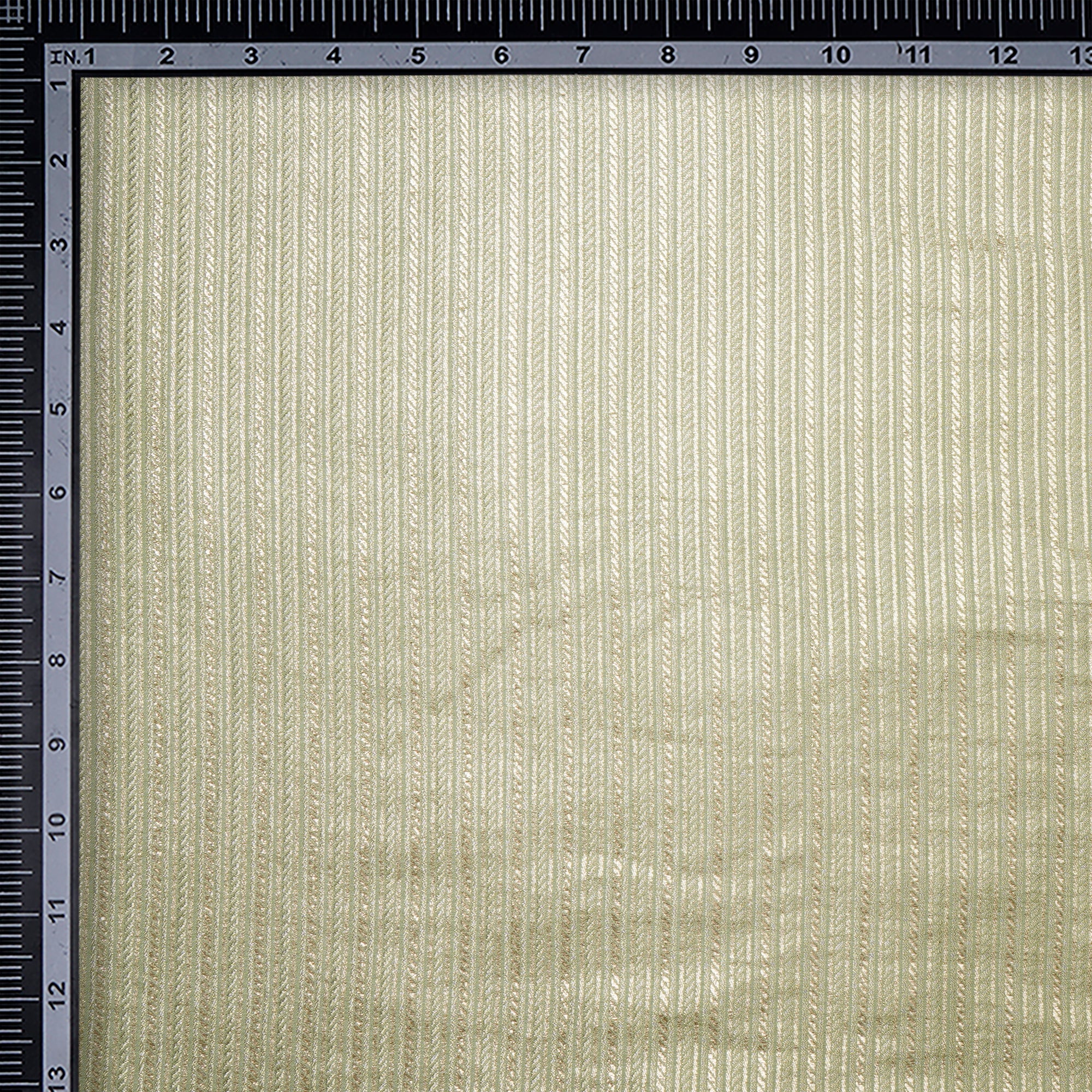 Greengage Stripe Pattern Blended Banarasi Brocade Fabric