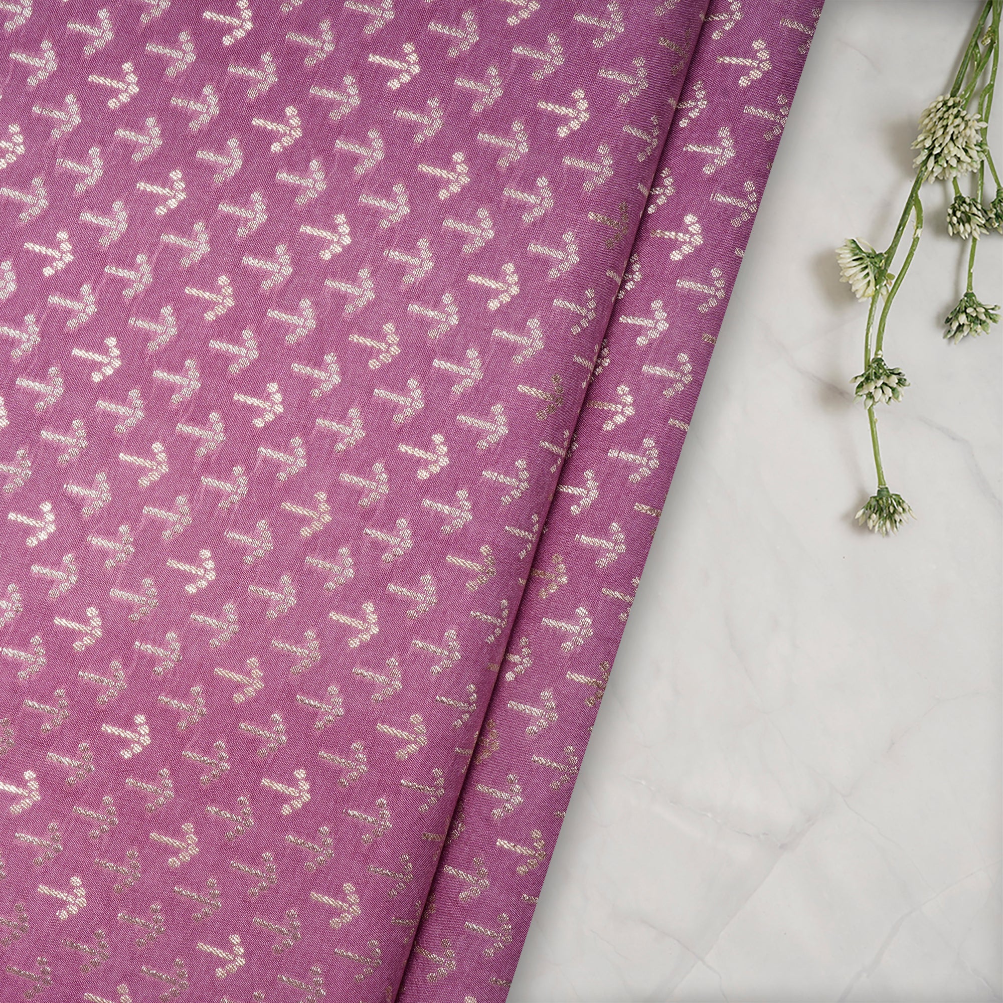 Crocus All Over Pattern Blended Banarasi Brocade Fabric